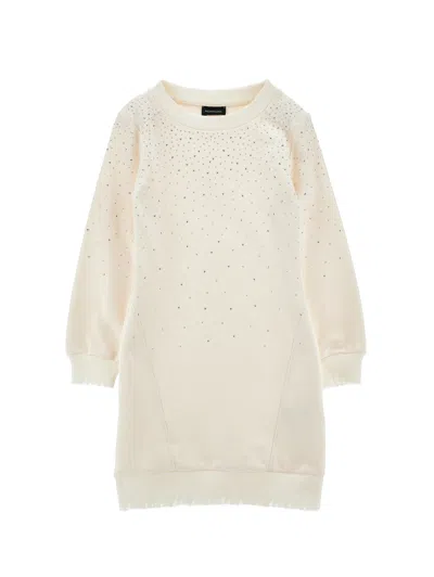 Monnalisa Kids' Sportkleid Mit Nieten In Neutral