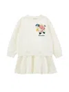 Monnalisa Rose-embroidered Layered Dress In Cream