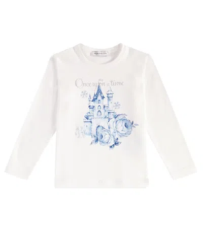 Monnalisa Kids' T-shirt St. Castle Aus Einem Baumwollgemisch In Weiss