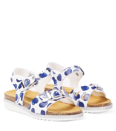 Monnalisa Kids' St. Cuori Faux Leather Sandals In White