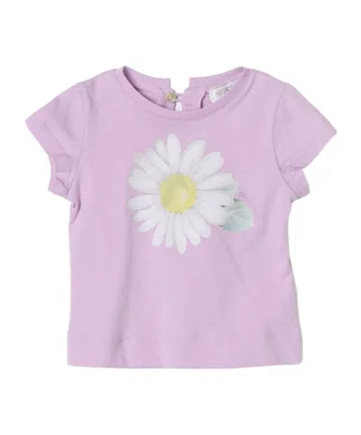Monnalisa Kids'   T-shirt With Maxi Daisy In Wisteria