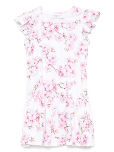Monnalisa Kids' St. Peach Dress In White