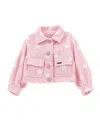 Monnalisa Printed Cotton Bouclé Jacket In Rosa Fairy Tale