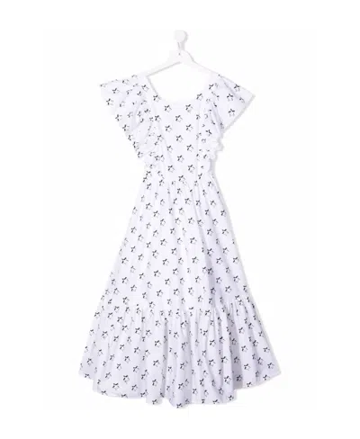 Monnalisa Star-print Cotton Dress In White