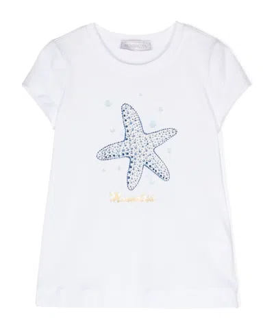 Monnalisa Kids' Star-print Crystal-embellished T-shirt In White