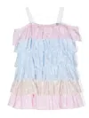 Monnalisa Star-print Ruffled Dress In Blue