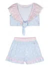 Monnalisa Star-print Ruffled Shorts Set In Blue