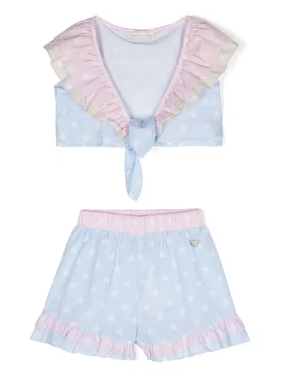 MONNALISA STAR-PRINT RUFFLED SHORTS SET