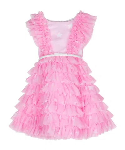 Monnalisa Kids' Star-print Tulle Dress In Pink