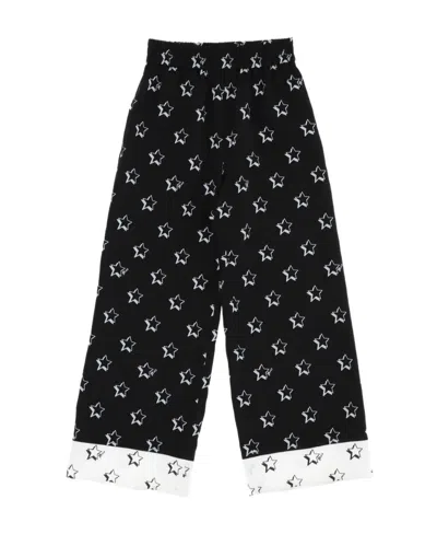 Monnalisa Star Printed Twill Trousers In Black