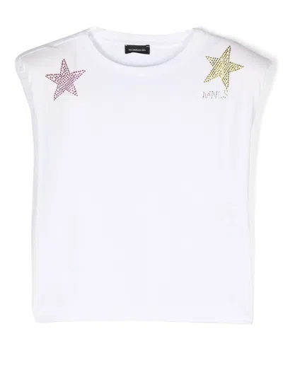 Monnalisa Kids' Top Mit Nietensternen In White