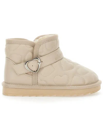 Monnalisa Kids'   Heart Quilted Ankle Boots In Beige