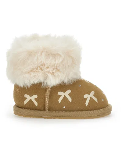 Monnalisa Kids' Stiefeletten Mit Strass Und Schleifen In Sand