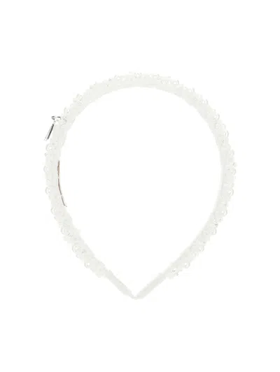 Monnalisa Kids' Stirnband Mit Pailletten Und Perlen In White