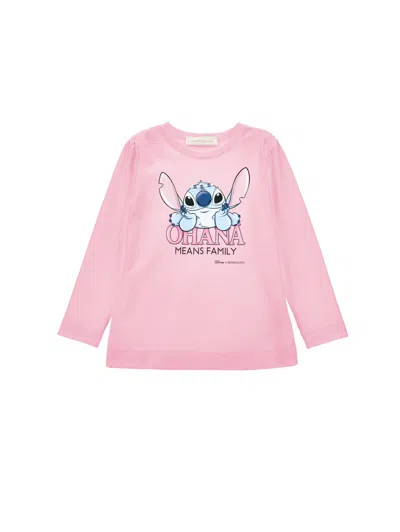 Monnalisa Kids' Stitch Ohana T-shirt In Pink