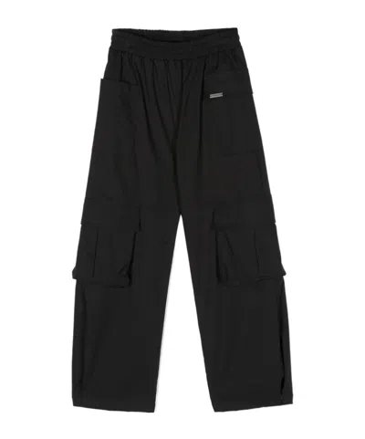 Monnalisa Kids' Straight-leg Cargo Trousers In Black