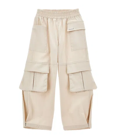 Monnalisa Straight-leg Cargo Trousers In Nude