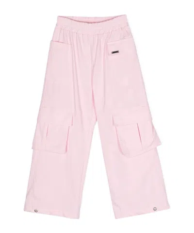 Monnalisa Kids' Straight-leg Cargo Trousers In Pink