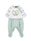 Monnalisa Strampler Aus Vichy-baumwolle In White + Multicolor