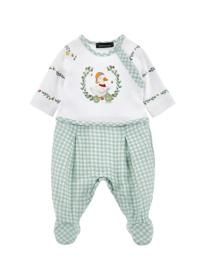 Monnalisa Babies' Strampler Aus Vichy-baumwolle In White + Multicolor