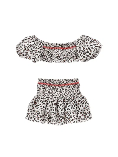 Monnalisa Kids' Strandset Mit Animal-print In White