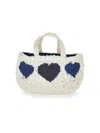 Monnalisa Straw Bag With Hearts In White + Blue