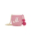 Monnalisa Beuteltasche Aus Stroh Mit Bommel In Fuchsia