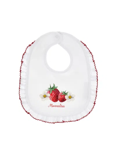 Monnalisa Babies'   Strawberry Bib In White