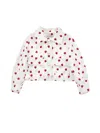 Monnalisa Strawberry Gabardine Jacket In White + Red