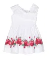 Monnalisa Strawberry-print Ruffled Asymmetric Dress In White