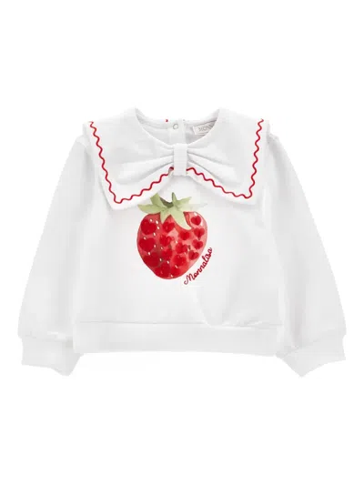 Monnalisa Babies' Strawberry-print Sweatshirt In White