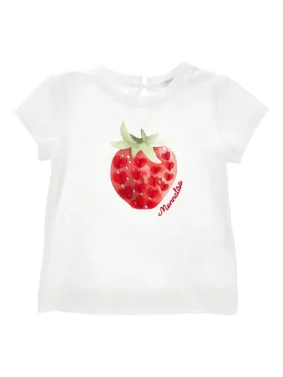 Monnalisa Babies' Strawberry-print T-shirt In White
