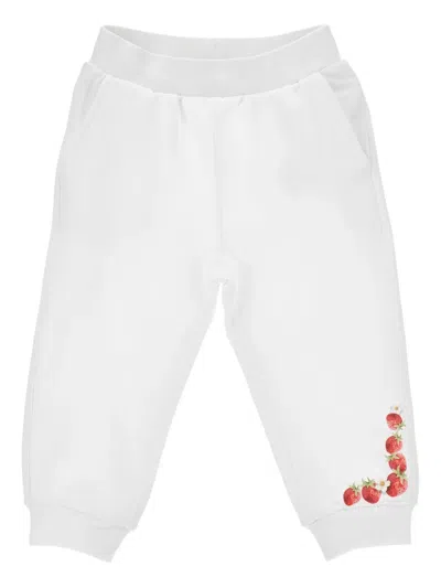 Monnalisa Babies' Strawberry-print Trousers In White