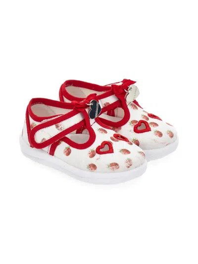 Monnalisa Babies' Strawberry-print Pre Walkers In Multi