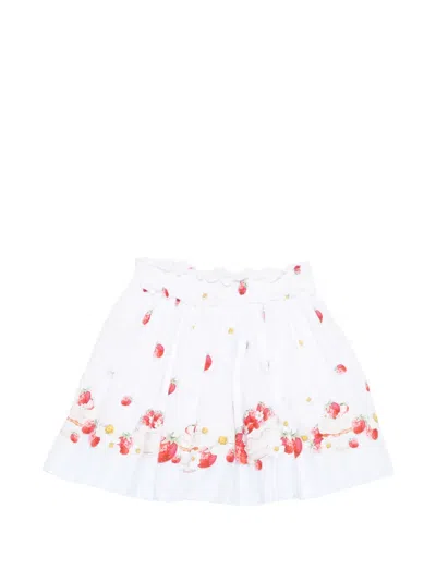 Monnalisa Kids' Strawberry-print Skirt In White