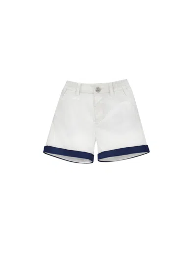 Monnalisa Kids'   Stretch Batavia Bermuda Shorts In White + Blue