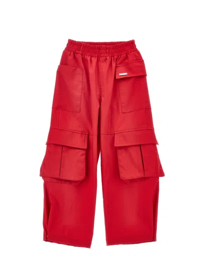 Monnalisa Stretch Cargo Trousers In Red