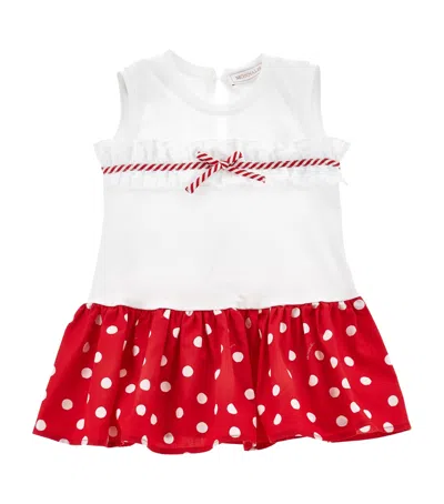 Monnalisa Kids' Stretch Cotton Polka-dot Dress