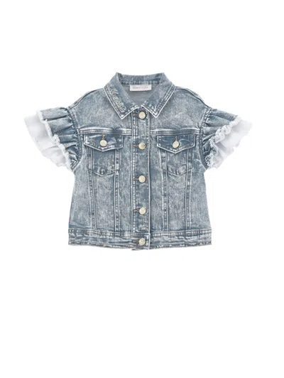 Monnalisa Babies'   Stretch Denim Gilet In Stone Bleach