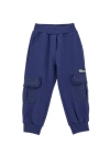 Monnalisa Stretch Fleece Joggers In Navy Blue