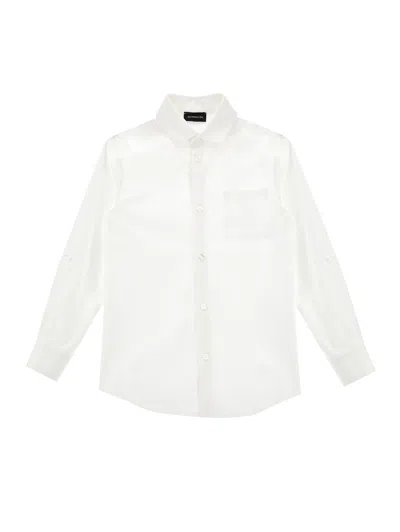 Monnalisa Kids'   Stretch Poplin Shirt In Cream