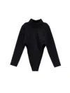 Monnalisa Stretch Turtleneck Bodysuit In Black