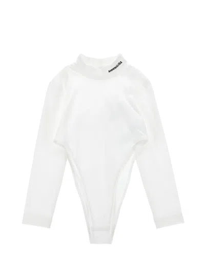 Monnalisa Kids'   Stretch Turtleneck Bodysuit In Cream