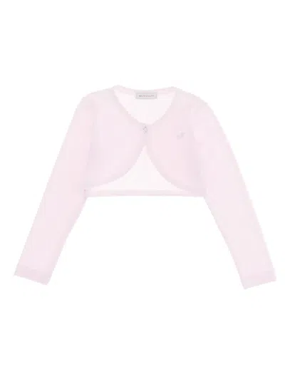 Monnalisa Kids' Heart-charm Cropped Cardigan In Pink