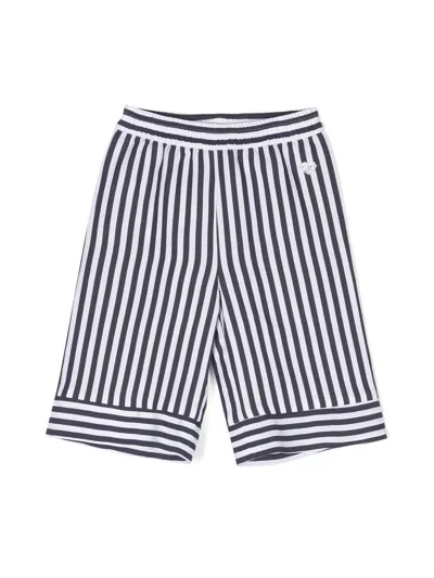 Monnalisa Babies' Stripe-pattern Wide Leg Trousers In White