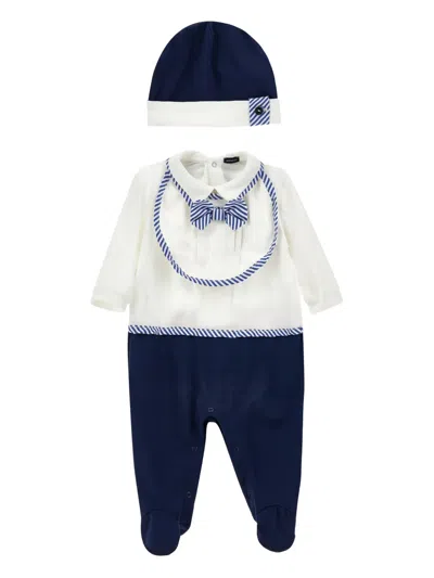 Monnalisa Striped Babygrow Set In Blue