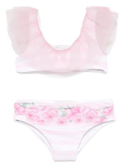 Monnalisa Babies' Striped Bikini In Pink