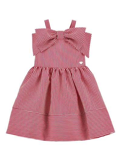Monnalisa Kids' Striped Bow Dress In Red