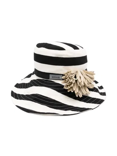 Monnalisa Kids' Striped Bucket Hat In Black