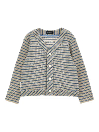 Monnalisa Babies' Striped Buttoned Cardigan In Gray